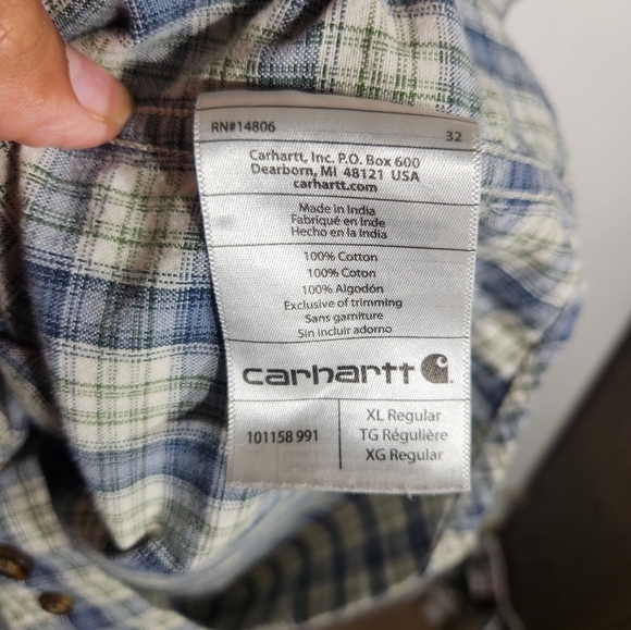 Carhartt Short Sleeve Plaid Button Down Shirt Mens XL Relax Fit - Picture 6 of 9